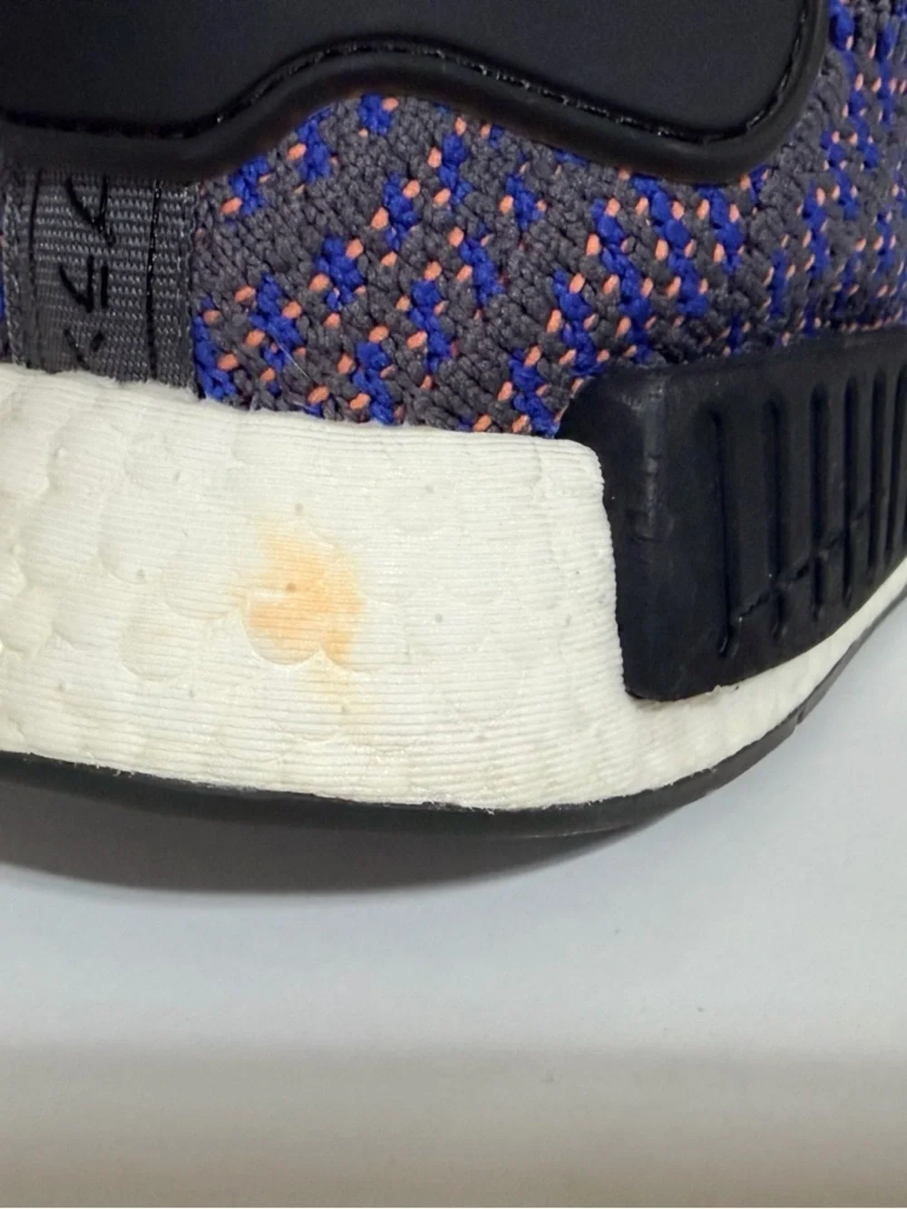 adidas Men’s NMD R1 STLT Primeknit Sneaker - Blue/Black/Coral -Style CQ2388